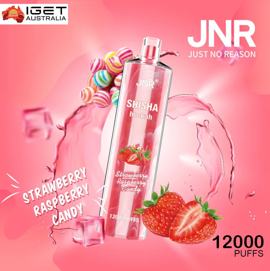 JNR SHISHA HOOKAH STRAWBERRY RASPBERRY CANDY – 12000 PUFFS